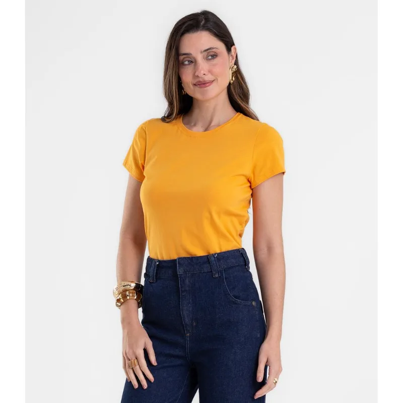 Blusa Feminina Cotton Leve Básica Rovitex Amarelo P