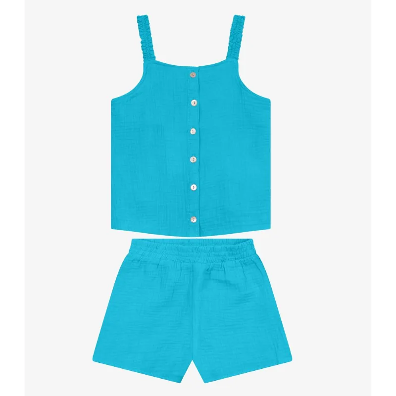 Conjunto Infantil Blusa Com Shorts Trick Nick Azul 8