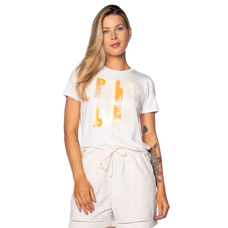 Camiseta Feminina Rovitex Manga Curta Palm Off White - G