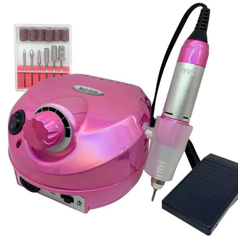 Motor Porquinho Cromado Lixadeira Unha Manicure Rosa Cromada
