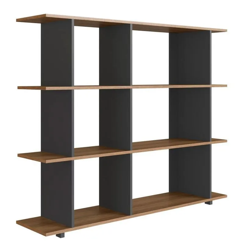 Estante Livreiro 135 Cm 6 Nichos Grafite Mell P1037 Pp Milani Store