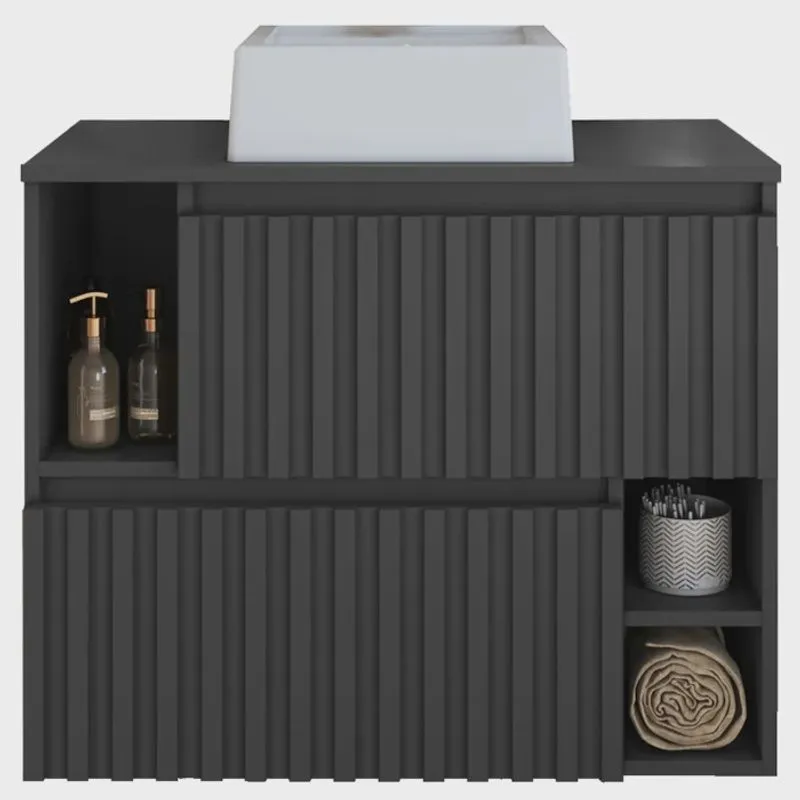 Gabinete Suspenso 2 Portas Com Cuba Branca 75 cm BL1000 Grafite faem