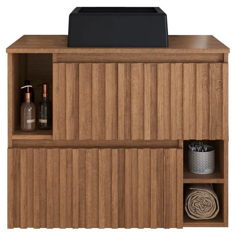 Gabinete Suspenso 2 Portas Com Cuba Preta 75 Cm Bl1000 Mell Faem Mell