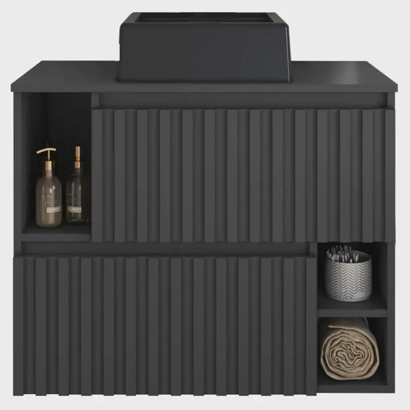 Gabinete Suspenso 2 Portas Com Cuba Preta 75 cm BL1000 Grafite faem