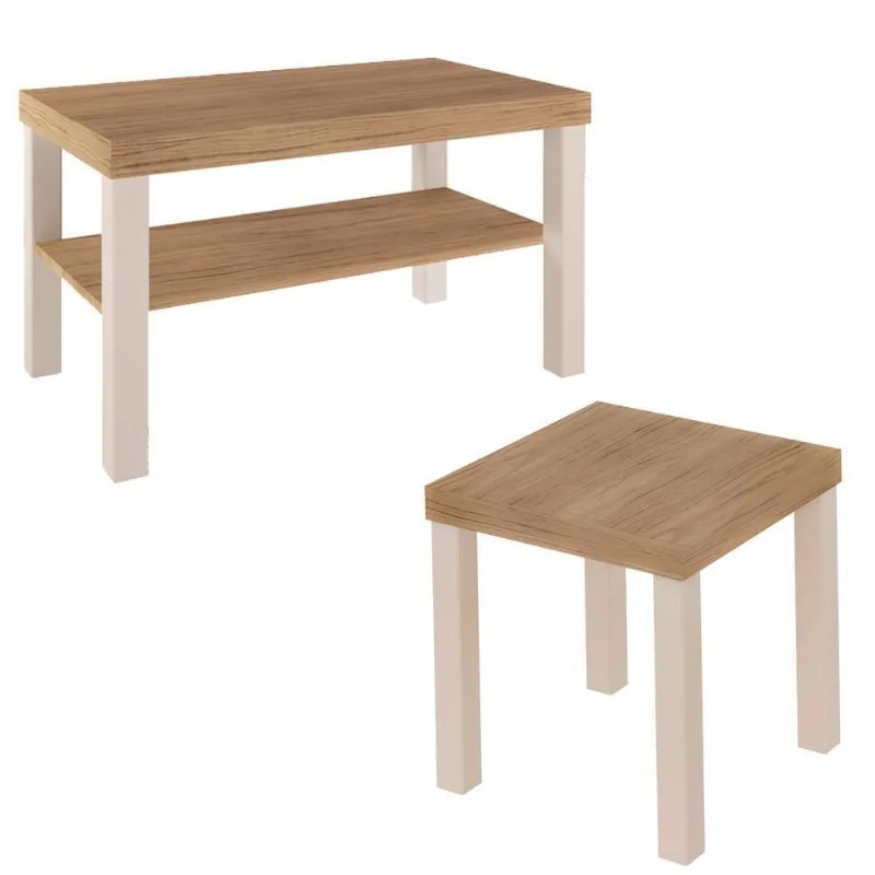 Conjunto Mesa De Centro E Apoio Mca45 Carvalho Off White Arly Carvalho Off White