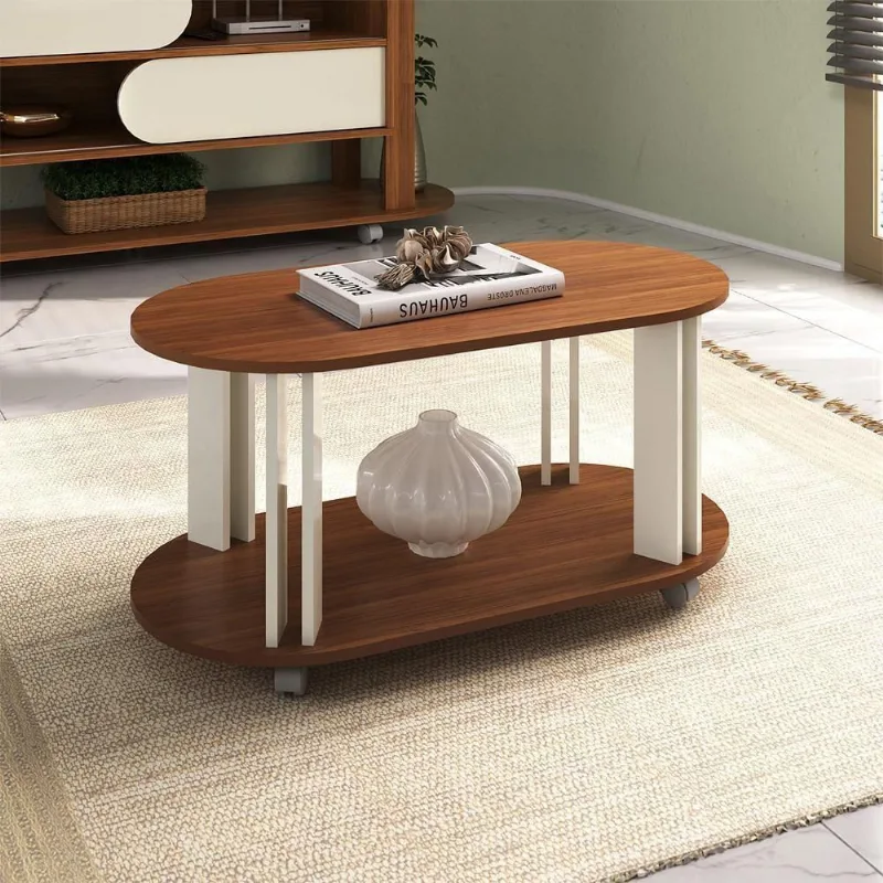 Mesa De Centro Mdf Sala De Estar 91 Cm 4619 Cedro Off White Arly