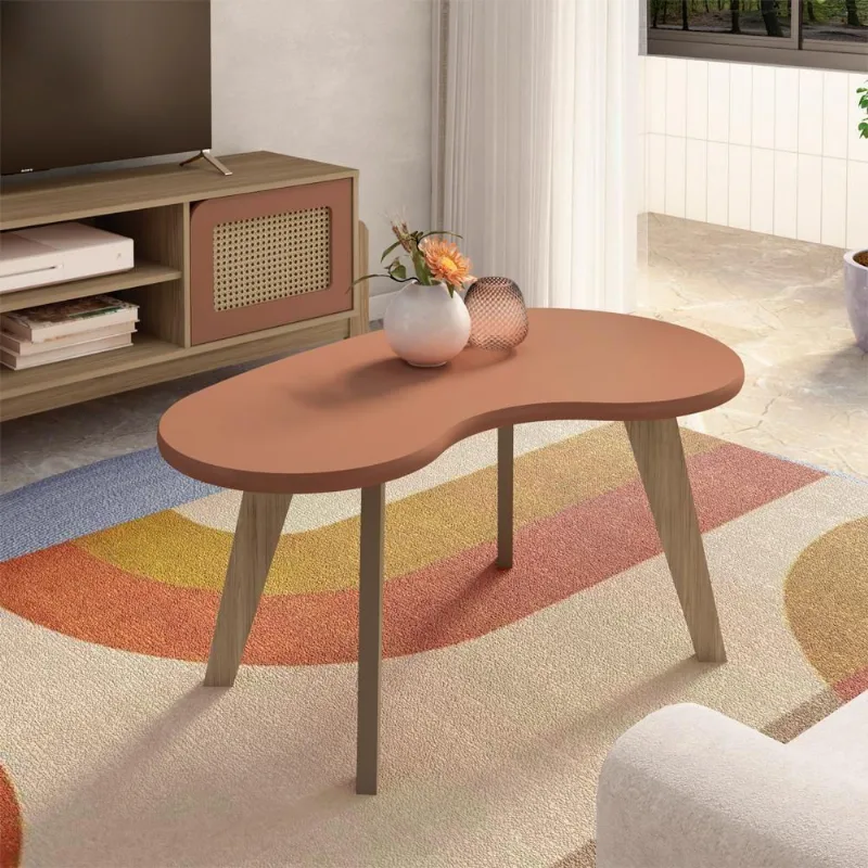 Mesa De Centro Mdf Tampo Curvo 91 Cm 4605 Terracota Arly