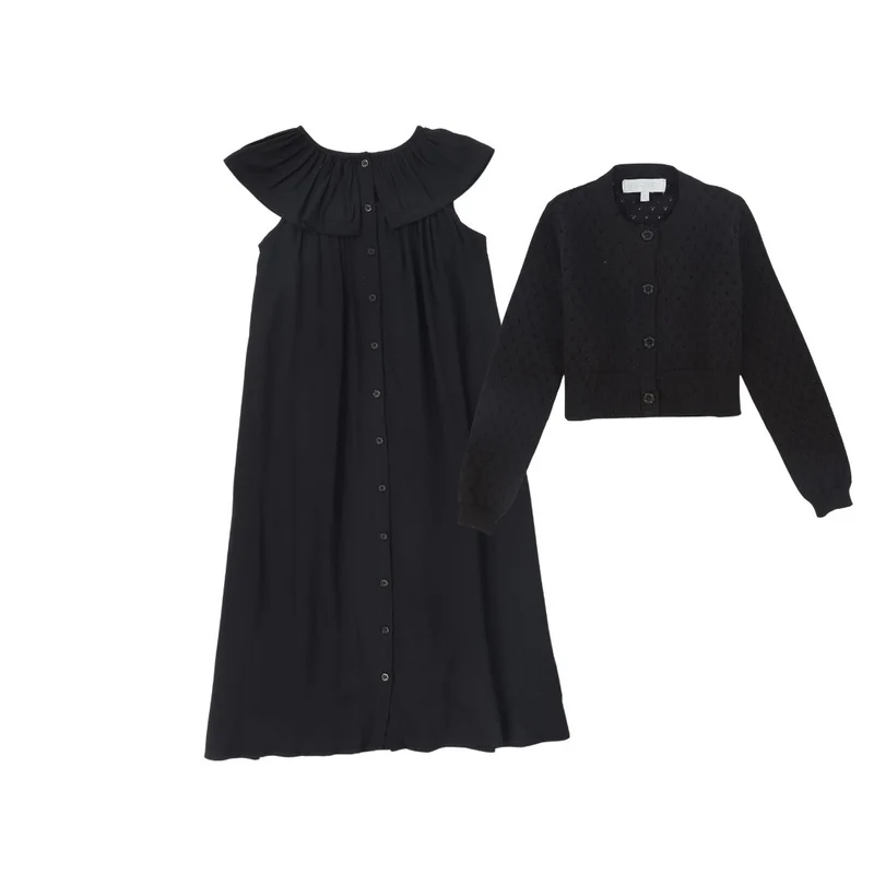 BACE COLLECTION BLACK LAYERED DRESS SET [FINAL SALE] 7 / 14