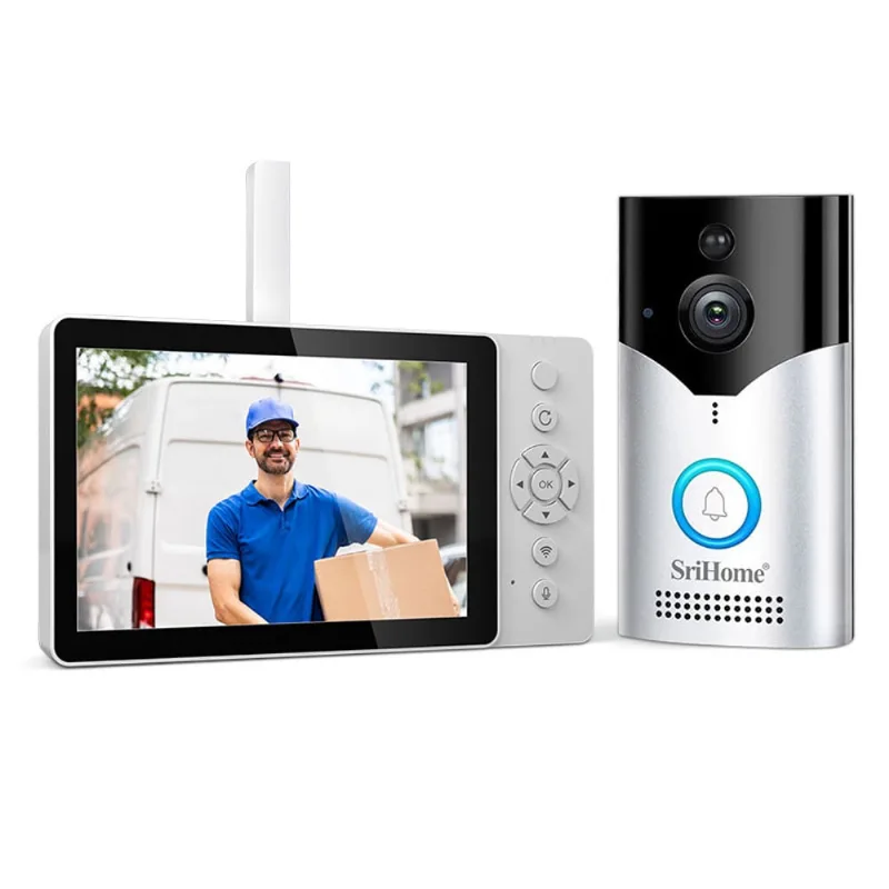 Kit Videoportero WiFi Srihome DH051 DH002 con Pantalla y Batería