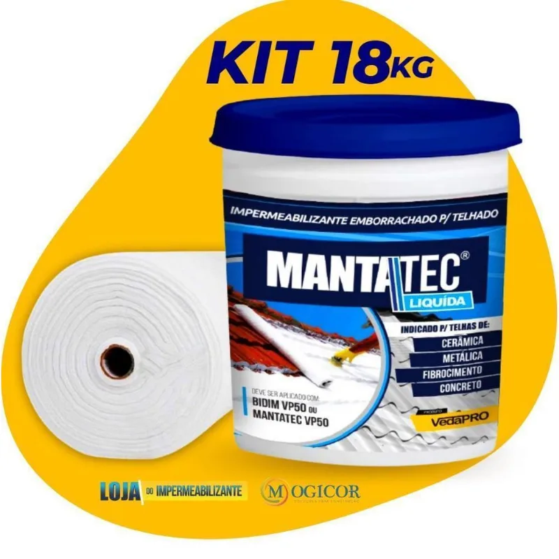 Kit 18 Kg Manta Líquida Emborrachada + Manta Bidim 15 M 2