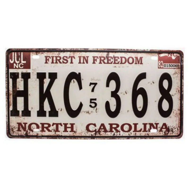 Placa Decorativa de Carro Antiga North Carolina Lorben
