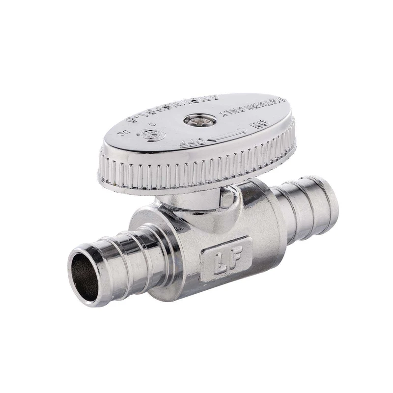 1/2" PEX Crimp x 1/2" PEX Crimp Stop Valve, 1/4 Turn - Pick Size to Add Straight Stop Valve / 1