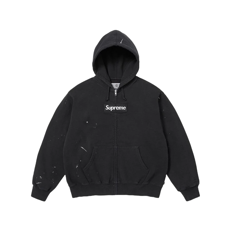 Supreme MM6 Maison Margiela Box Logo Zip Up Hooded Sweatshirt Black M / New / 109636