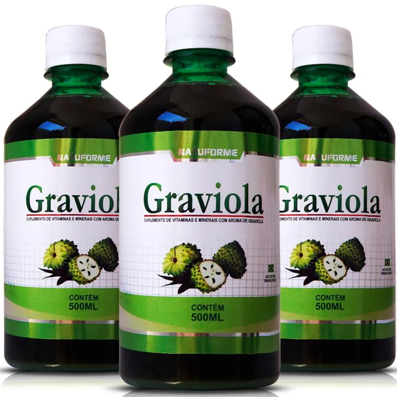 Kit 3 Potes Graviola Líquida 500ml Natuforme