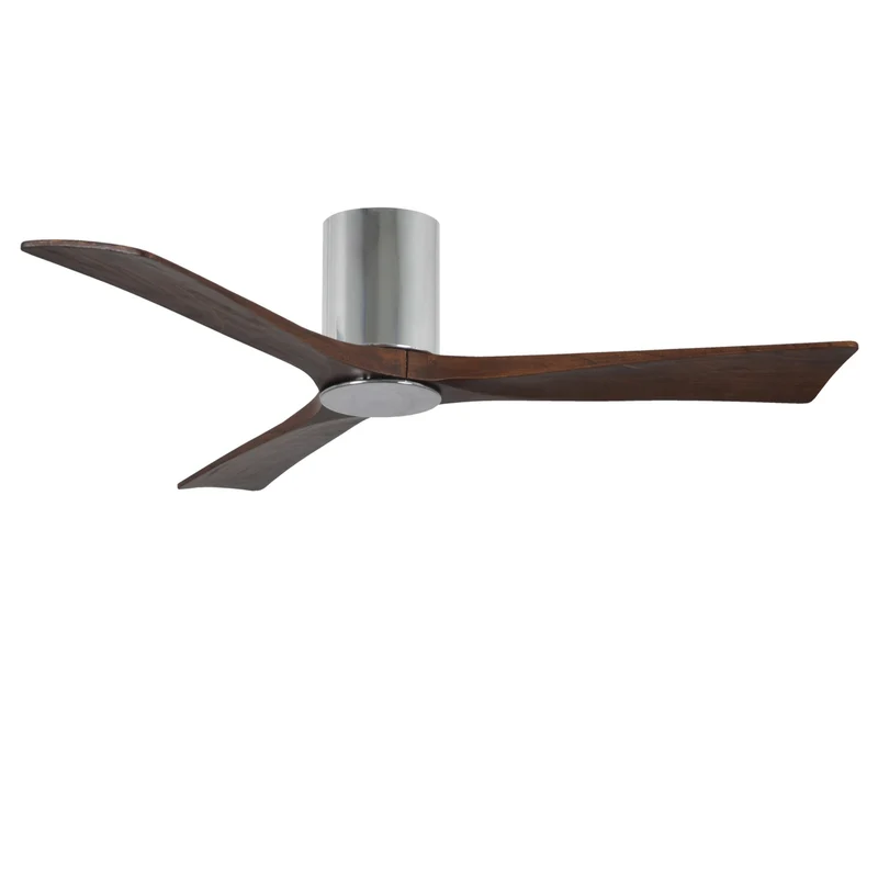 Matthews Irene 3HLK 52 in LED Hugger Ceiling Fan DC Polished Chrome / Walnut Tone