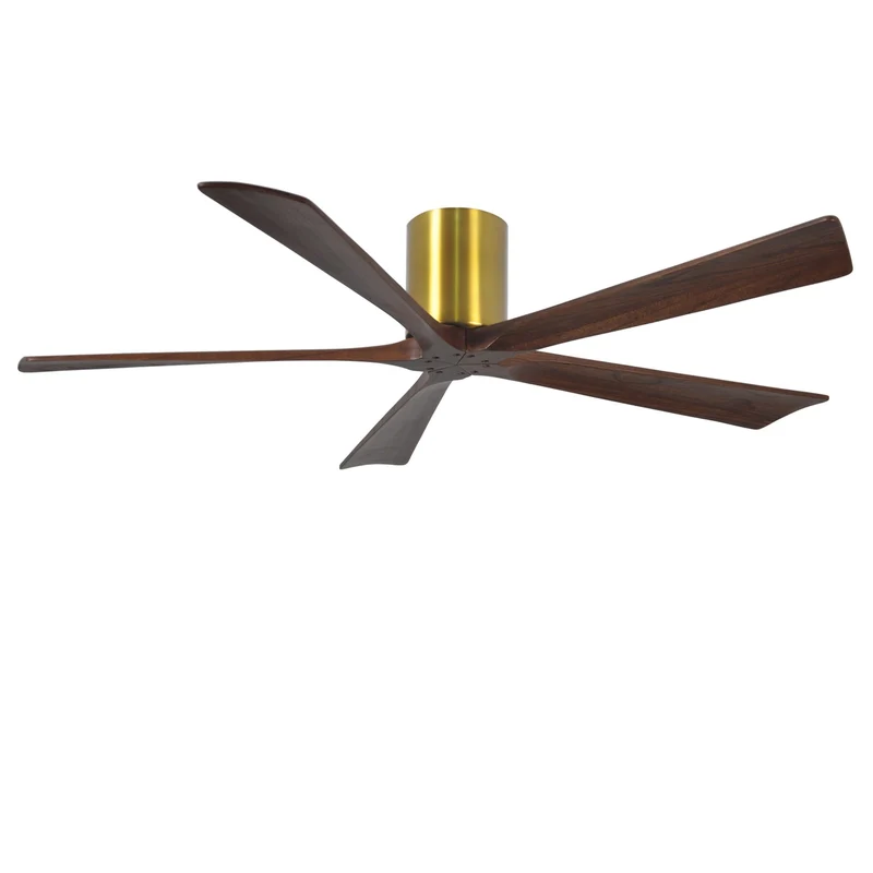 Matthews Irene 5H 60 in 5-Blade Indoor Hugger Ceiling Fan DC Brushed Brass / Walnut Tone