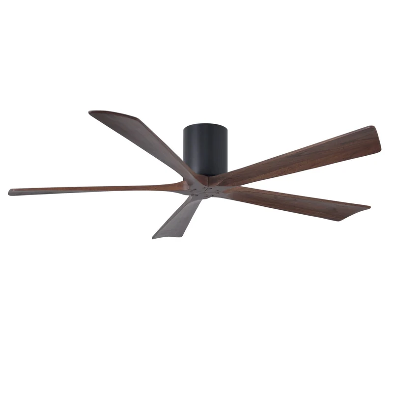 Matthews Irene 5H 60 in 5-Blade Indoor Hugger Ceiling Fan DC Matte Black / Walnut Tone