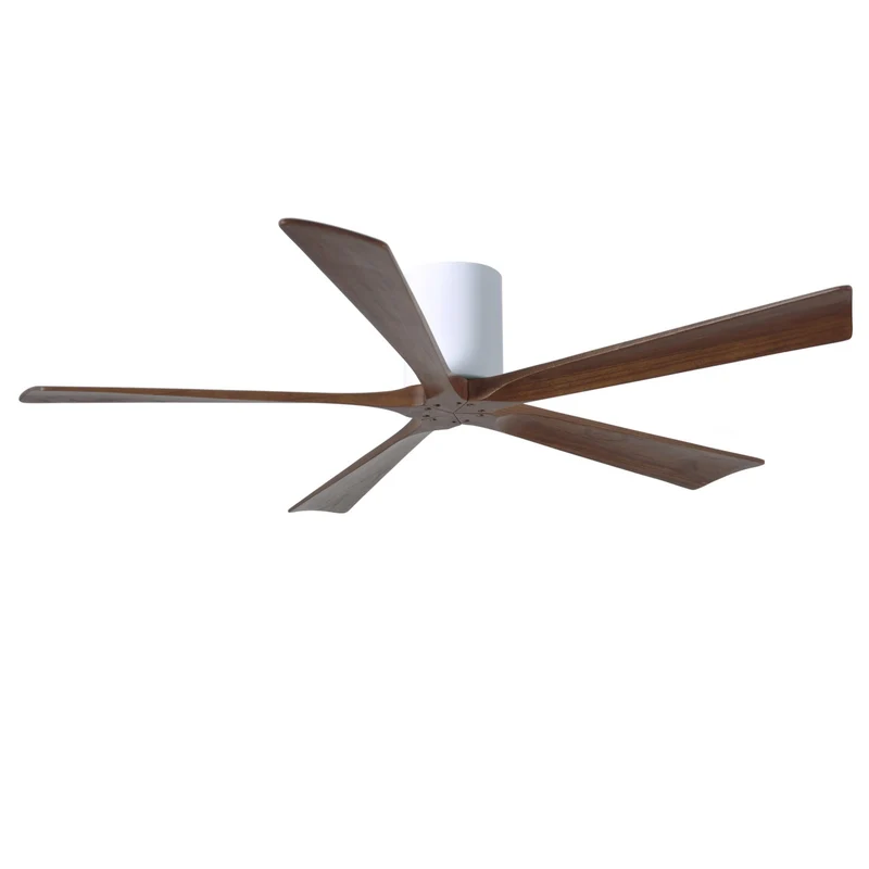 Matthews Irene 5H 60 in 5-Blade Indoor Hugger Ceiling Fan DC Gloss White / Walnut Tone