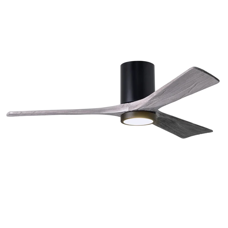Matthews Irene 3HLK 52 in LED Hugger Ceiling Fan DC Matte Black / Barn Wood Tone