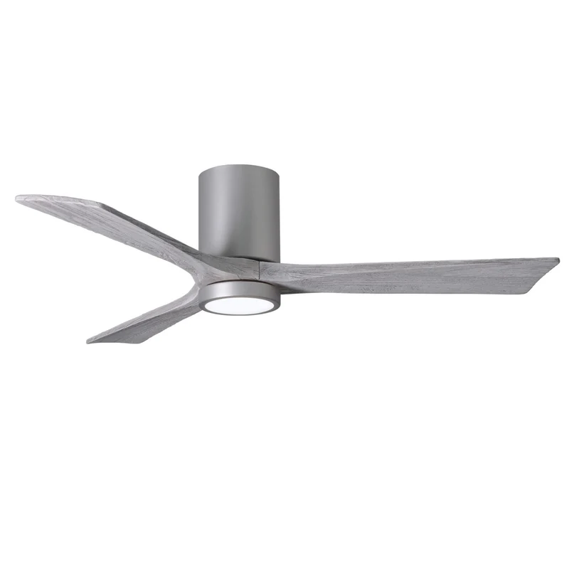 Matthews Irene 3HLK 52 in LED Hugger Ceiling Fan DC Brushed Nickel / Barn Wood Tone