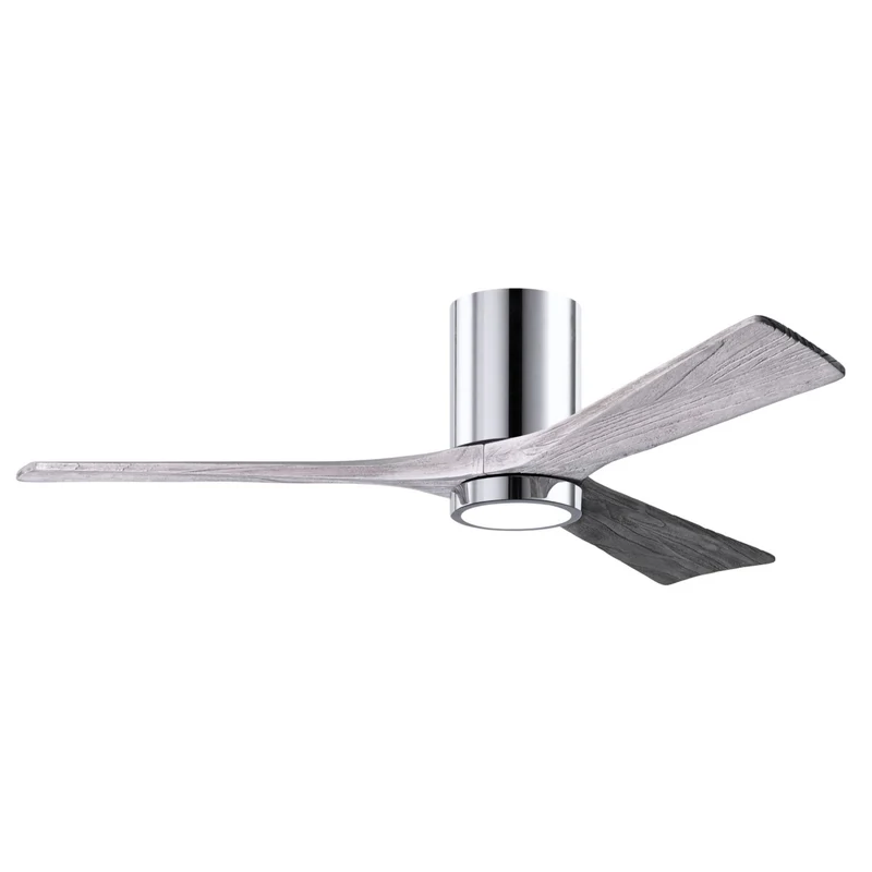 Matthews Irene 3HLK 52 in LED Hugger Ceiling Fan DC Polished Chrome / Barn Wood Tone