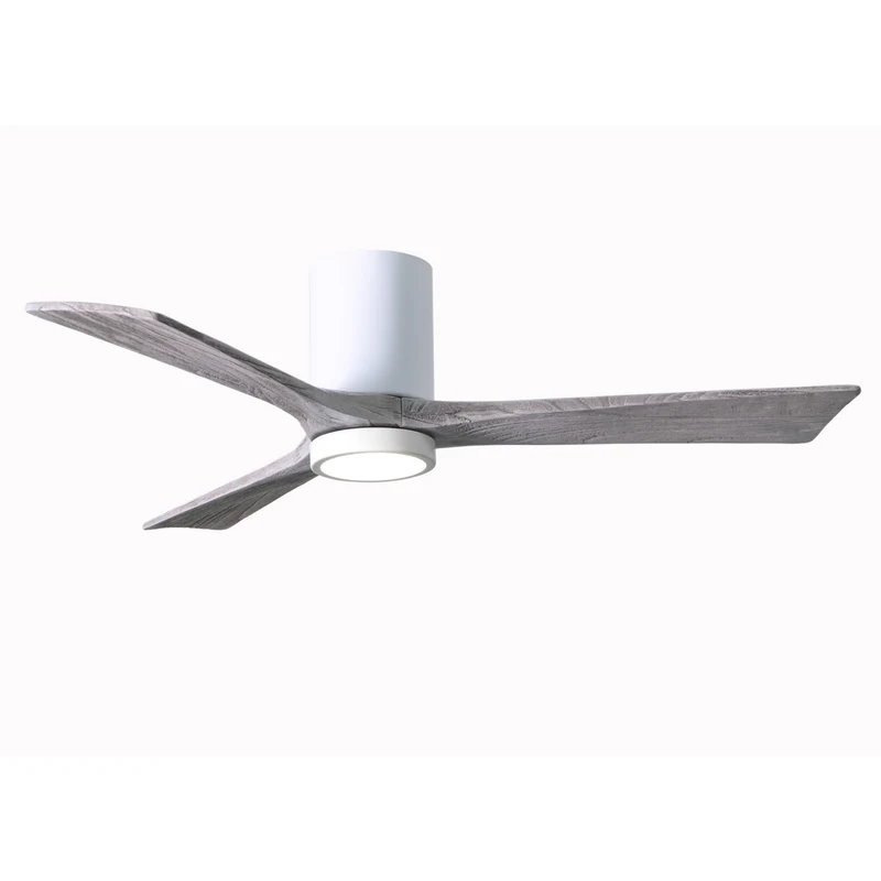 Matthews Irene 3HLK 52 in LED Hugger Ceiling Fan DC Gloss White / Barn Wood Tone