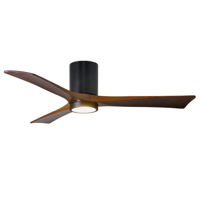 Matthews Irene 3HLK 52 in LED Hugger Ceiling Fan DC Matte Black / Walnut Tone