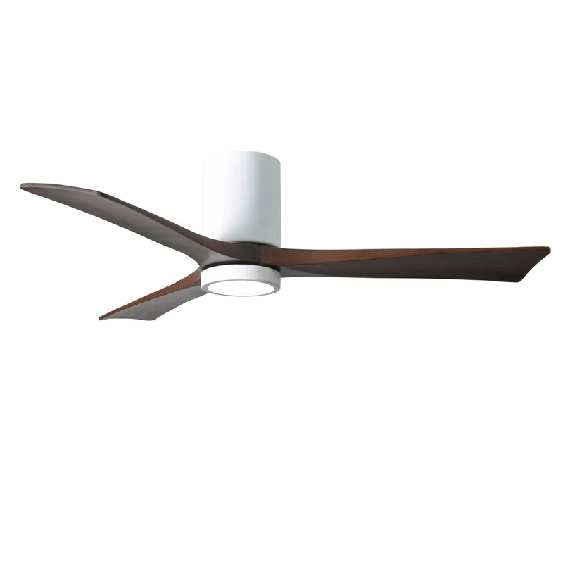 Matthews Irene 3HLK 52 in LED Hugger Ceiling Fan DC Gloss White / Walnut Tone