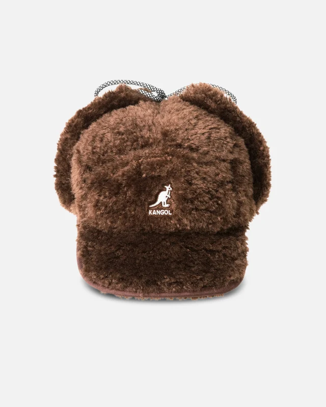 Kangol Faux Shearling Utility Flap Cap Brown ONE