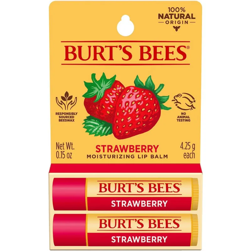 Bálsamo Labial Burt's Bees E Hidratante Labial De Morango (pacote Com 2)
