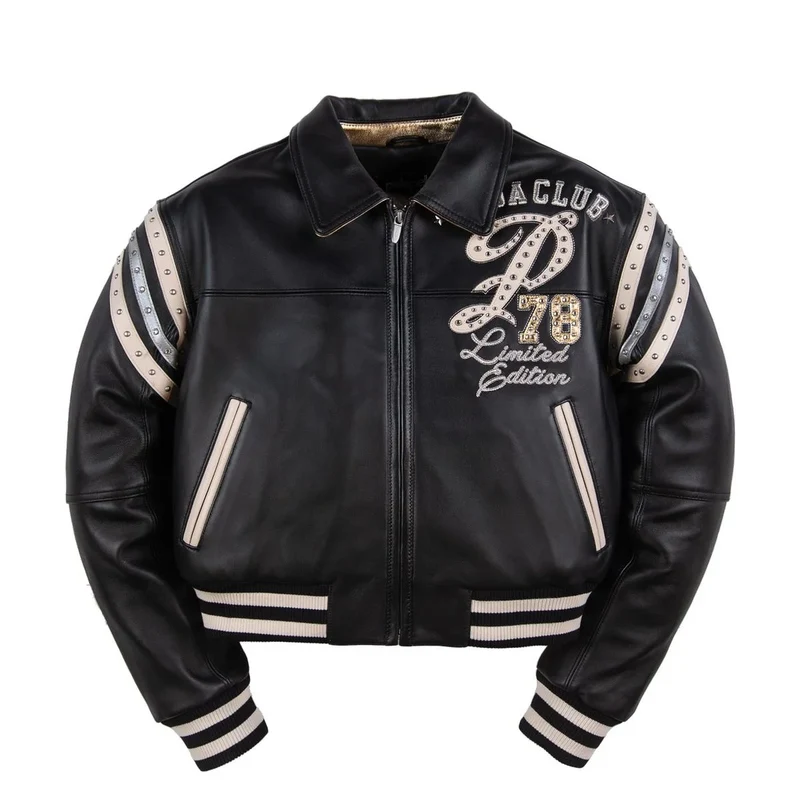 Women's Only The Strong Leather Jacket Black Gold Foil Silver Ivory / M