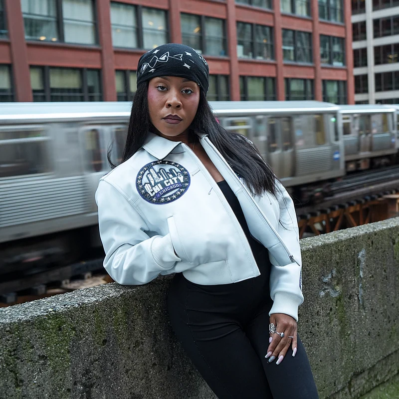 Pelle-Pelle X TB Exclusive Women's Chi City Leather Jacket White Black Purple / 2XL