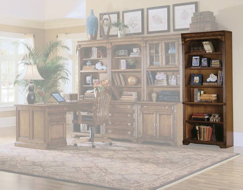 Hooker Furniture - Brookhaven Tall Bookcase - 281-10-422 Medium Brown / 14.25" X 32" X 78.25"