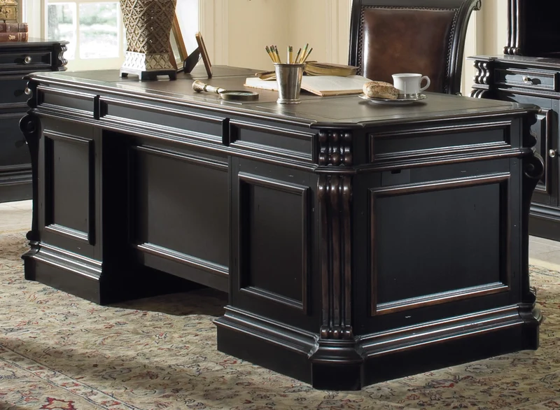 Hooker Furniture - Telluride 76'' Executive Desk w/Wood Panels - 370-10-563 Black / 36" X 76" X 30"