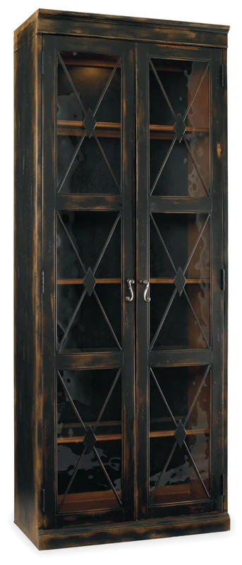 Hooker Furniture - Sanctuary Two-Door Thin Display Cabinet - Ebony - 3005-50001 Black / 17" X 32.75" X 84"