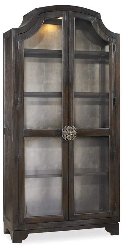 Hooker Furniture - Sanctuary Glass Bunching Curio-Ebony Antiqued Oak - 3031-50001 Black / 16.5" X 44" X 90.5"
