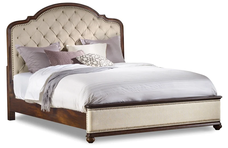 Hooker Furniture - Leesburg King Upholstered Bed with Wood Rails - 5381-90966 Dark Brown / King