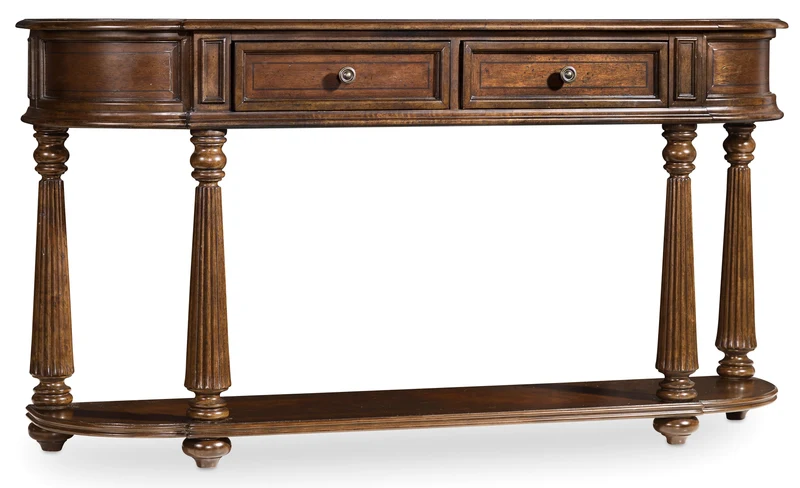 Hooker Furniture - Leesburg Demilune Hall Console - 5381-80151 Dark Brown / 14" X 60" X 32.5"