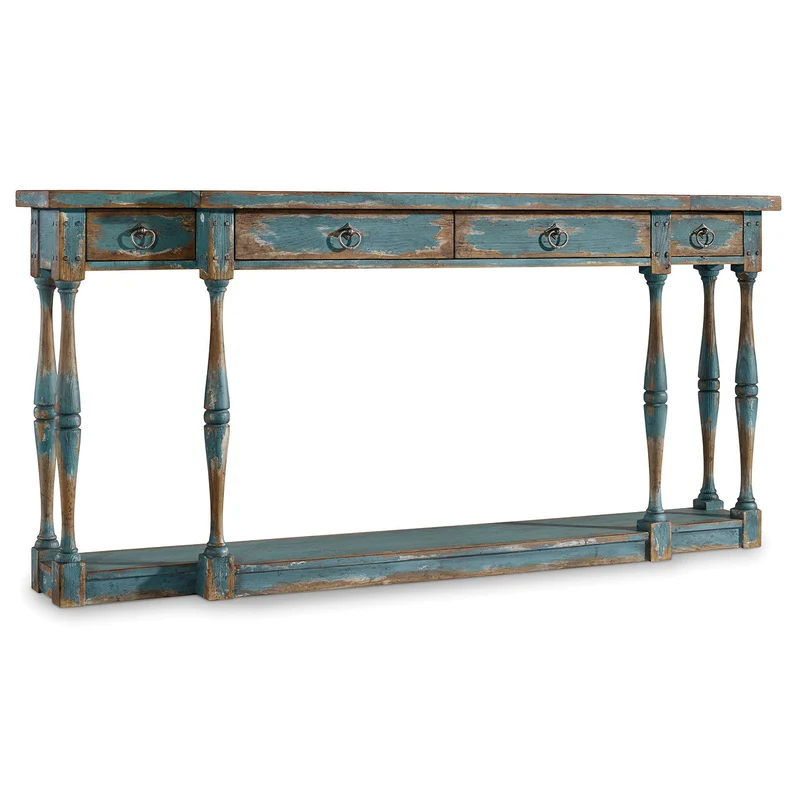 Hooker Furniture - Sanctuary Four-Drawer Thin Console - 5405-85003 Blue / 12" X 72" X 34"