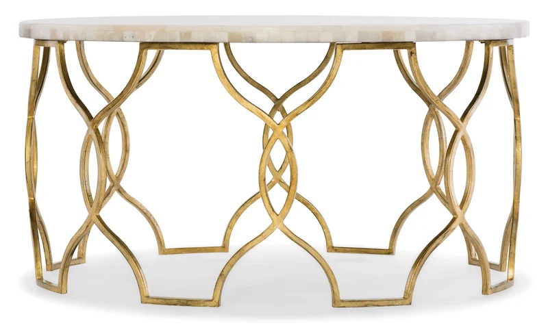 Hooker Furniture - Melange Corrina Cocktail Table - 638-50359-WH Gold / 36" X 36" X 20"