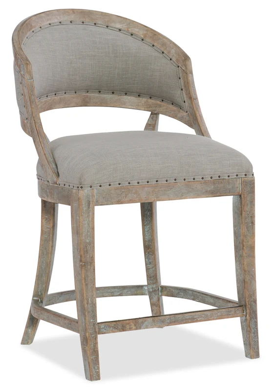 Hooker Furniture - Boheme Garnier Barrel Back Counter Stool - 5750-25350-MWD Light Brown / 24.25" X 22.5" X 39"