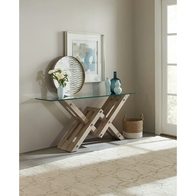 Hooker Furniture - Affinity Glass Top Accent Console - 6050-85001-GRY Grey / 15" X 70" X 30"