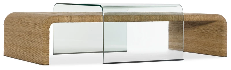 Hooker Furniture - Amani Rope and Glass Cocktail Table - 1672-80210-80 Medium Brown / 38" X 64.5" X 17.75"