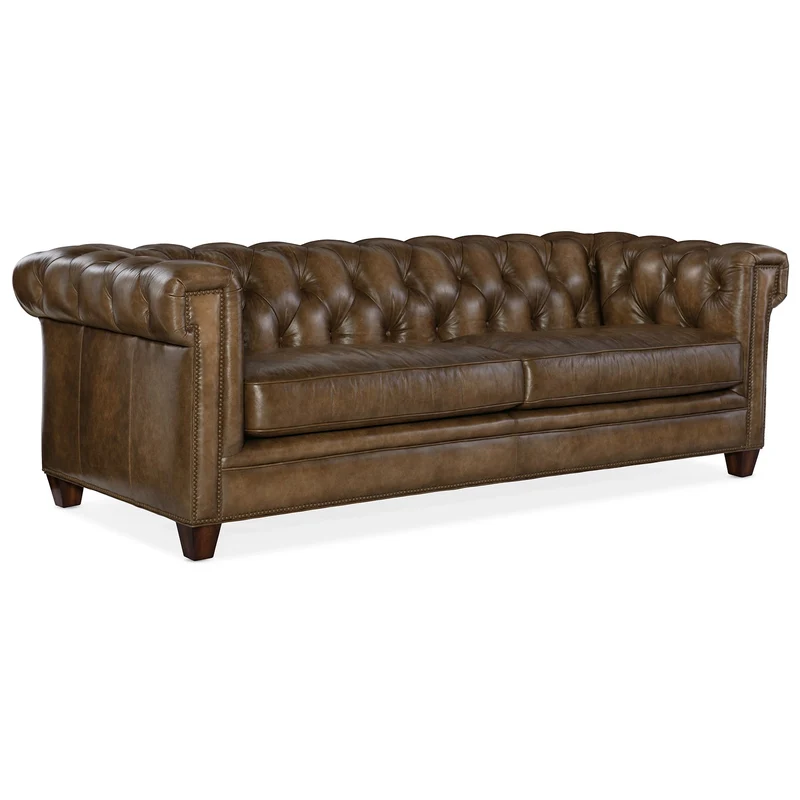 Hooker Furniture - Chester Tufted Stationary Sofa - SS195-03-083 Dark Brown / 41" X 94.5" X 31.5"