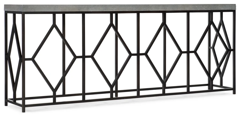 Hooker Furniture - Ciao Bella Metal and Faux Concrete Console Table - 5805-85002-00 Grey / 15.25" X 80.25" X 32"