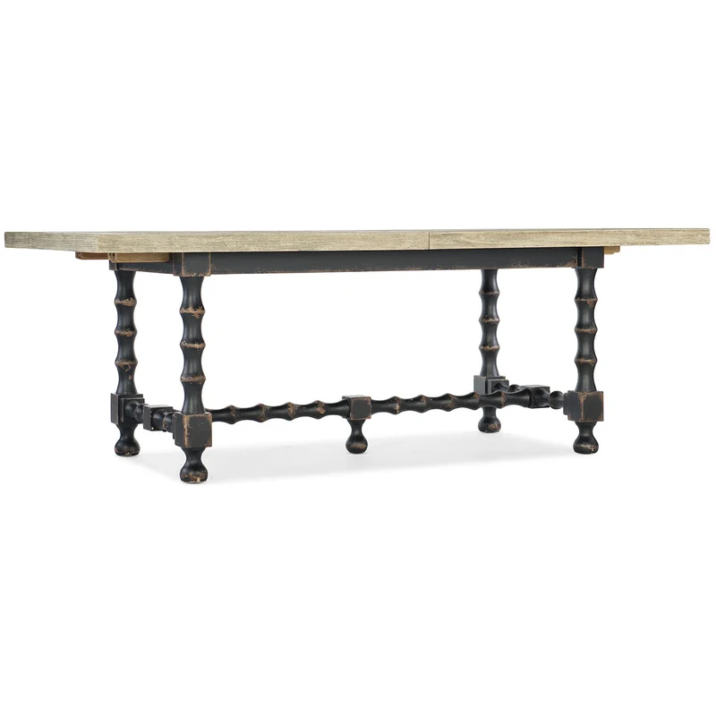 Hooker Furniture - Ciao Bella 84in Trestle Table w/ 2-18in Leaves-Flaky White/Black - 5805-75200-80 Black / 42" X 84" X 30"