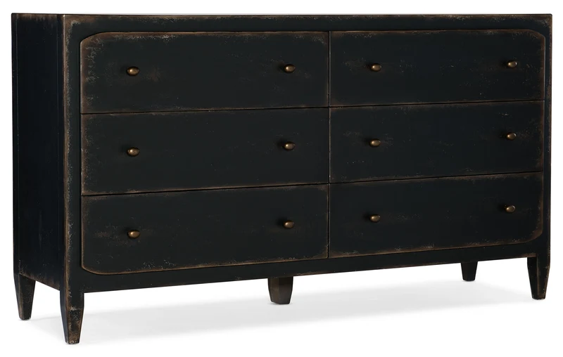 Hooker Furniture - Ciao Bella Six-Drawer Dresser- Black - 5805-90002-99 Black / 21" X 68" X 38"