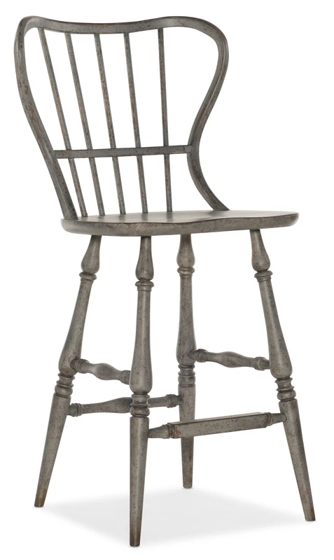 Hooker Furniture - Ciao Bella Spindle Back Bar Stool-Speckled Gray - 5805-75361-96 Grays / 23.75" X 23.75" X 48.75"
