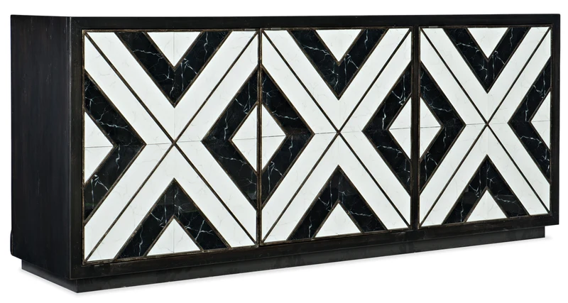 Hooker Furniture - Sanctuary Noir Et Blanc Entertainment Console - 5875-55480-00 Black / 20.75" X 79.75" X 34"