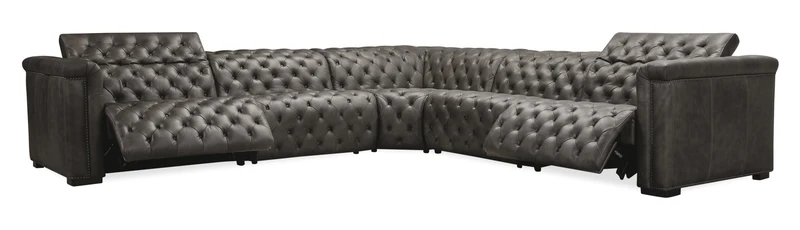 Hooker Furniture - Savion Grandier 5 pc Sectional w/2 PWR Recline PWR Headrest - SS434-G5PS-096 Grey / 130" X 130" X 30"